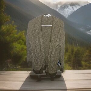 Madewell Open Summer Ryder Cardigan in an olive GREEN WHITE pattern S Pockets